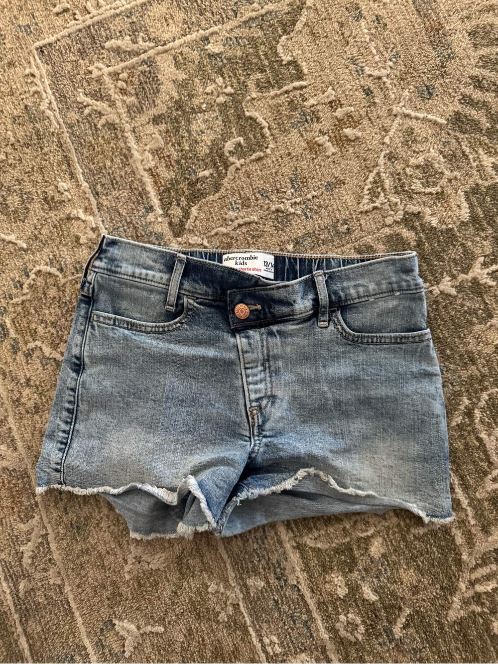 abercrombie kids faded blue denim cutoff shorts